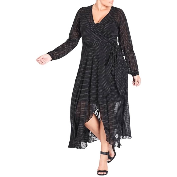City Chic Dresses & Skirts - CITY CHIC SPOTTY DOBBY WRAP MAXI DRESS ❤️IN STORES